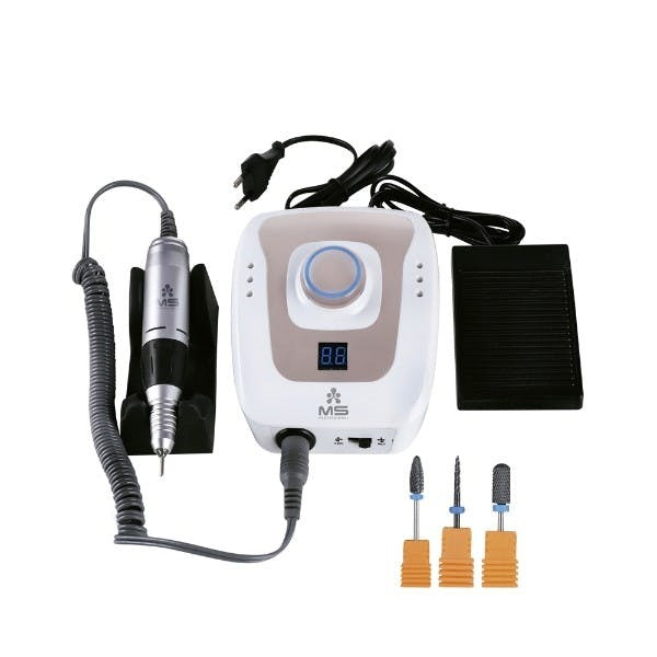 Set manicure digital caneta 35000 RPM cinzento com 3 ponteiras cerâmicas