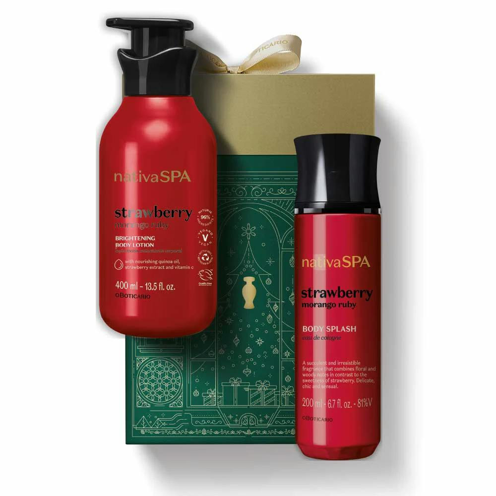 Coffret Nativa SPA Morango Ruby — Loção corporal 400 ml e Body Splash 200 ml