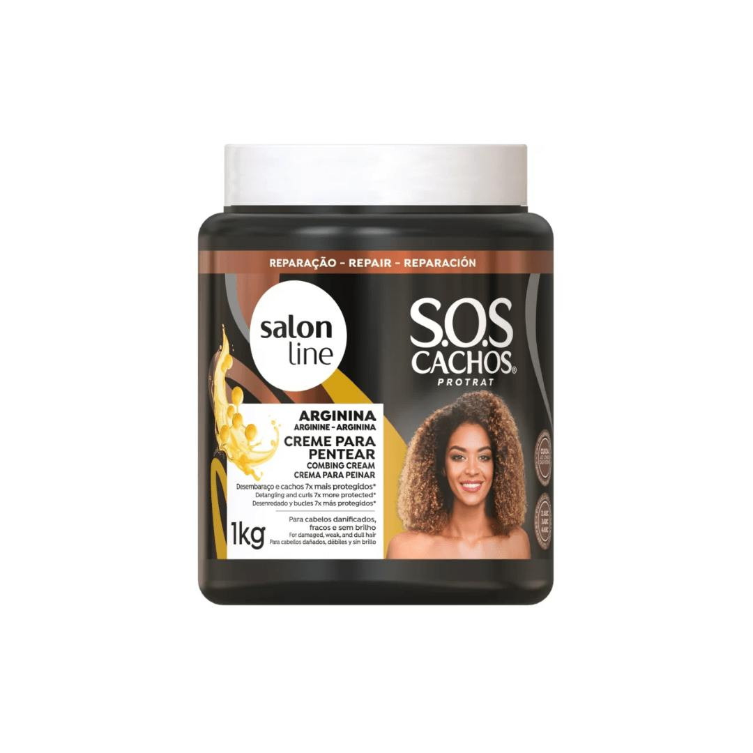 Creme para Pentear S.O.S. Cachos Arginina para Cabelos Ondulados, Cacheados e Crespos