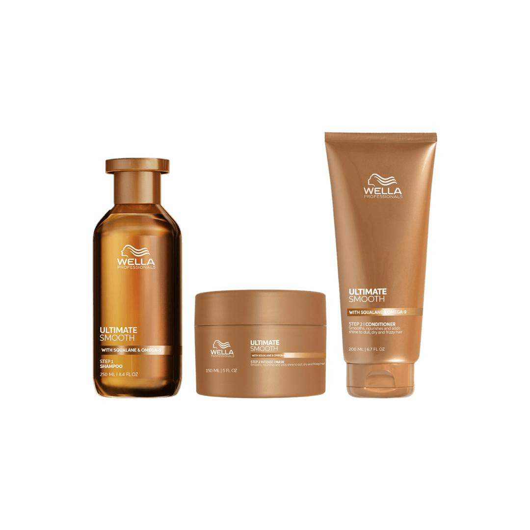 Ultimate Smooth Shampoo, Condicionador e Máscara Kit para cabelo opaco, danificado e crespo