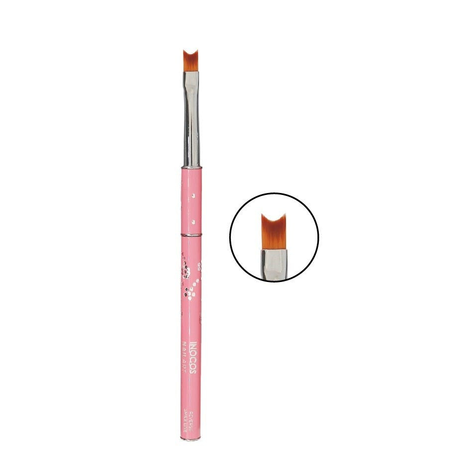 Pincel Nail Art Reverse Smile Line para francesinha com cerdas premium e tampa protetora