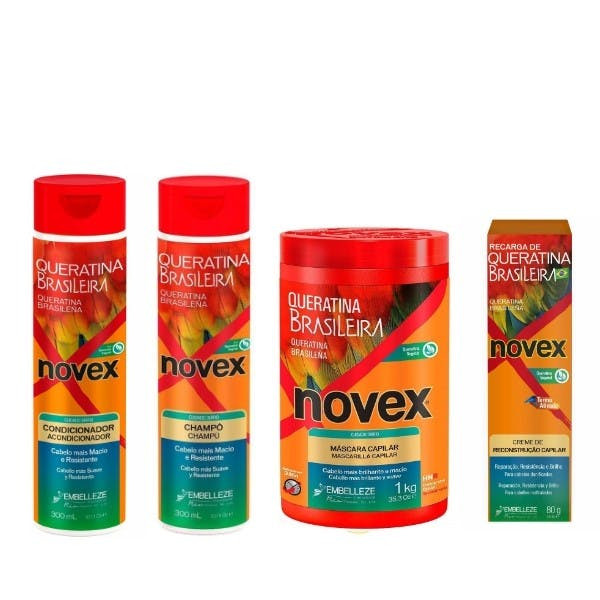 Kit queratina brasileira shampoo, condicionador, máscara 1kg e recarga queratina