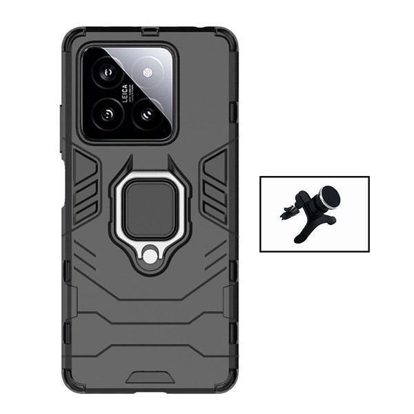 Soporte magnético reforzado y funda Military Defender para Xiaomi 14 - Negro