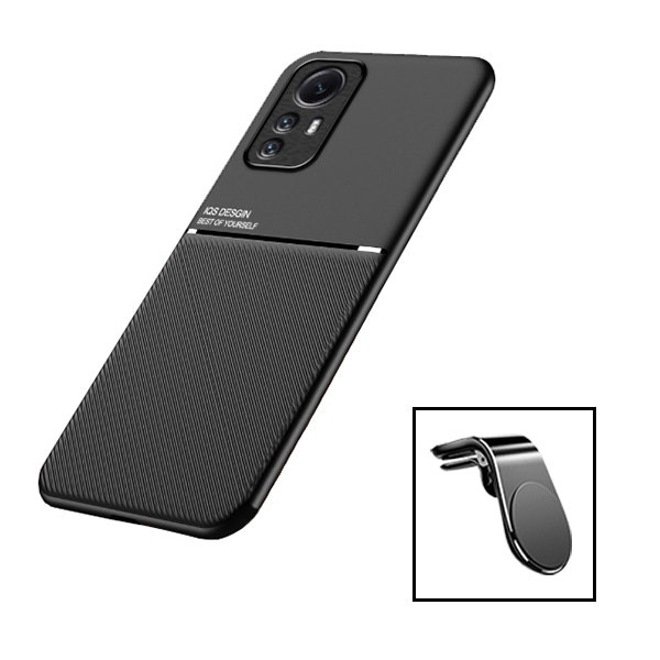 Funda magnética Lux y soporte magnético para coche para Xiaomi Redmi Note 12S - Negro