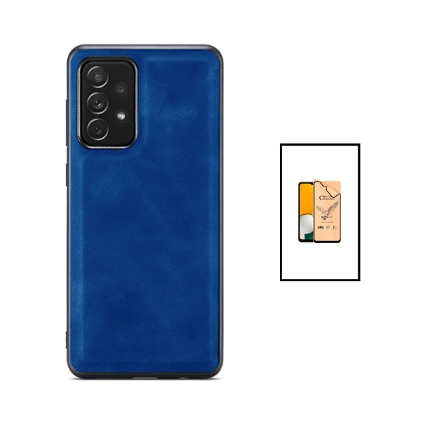 Funda magnética de cuero con CeramicGlass para Samsung Galaxy A52 5G - Azul