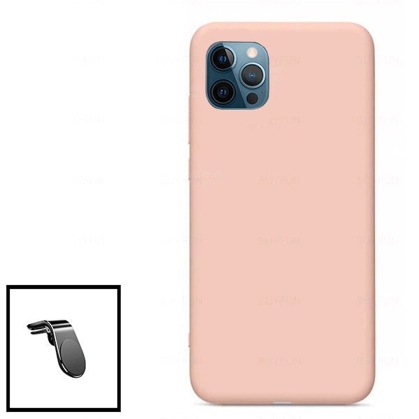 Funda de silicona líquida y soporte magnético para iPhone 12 Pro Max