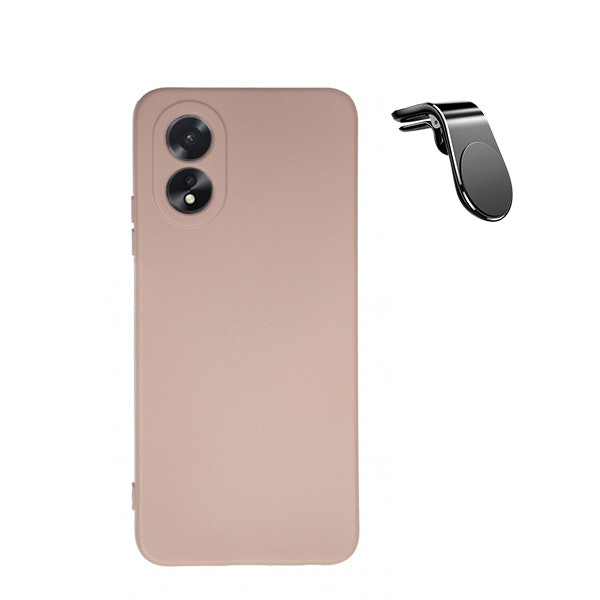 Funda de silicona líquida y soporte magnético para coche Oppo A18 - Rosa