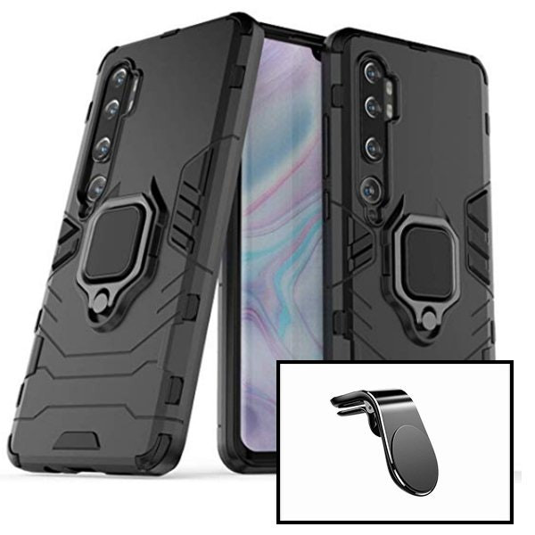Kit Suporte Magnético L Safe Driving Carro + Capa 3X1 Military Defender para Xiaomi Mi Note 10 Lite