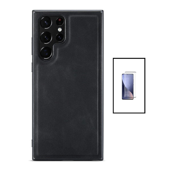Magnetic leather case and 5D full cover glass for Samsung Galaxy S22 Ultra