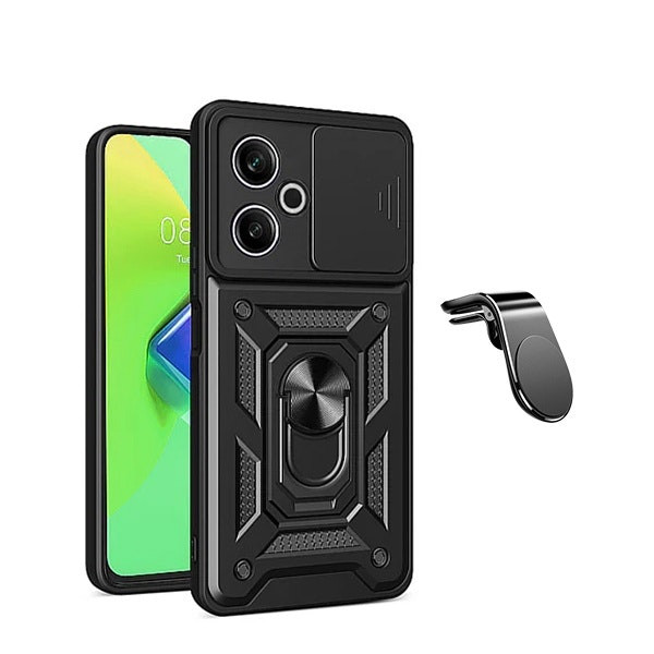 Soporte Magnético L y Funda Magnetic Military Defender para Redmi 13 5G
