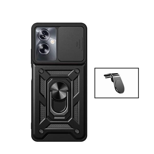 Funda con soporte magnético y soporte de coche compatible con Oppo A79 5G - Negro