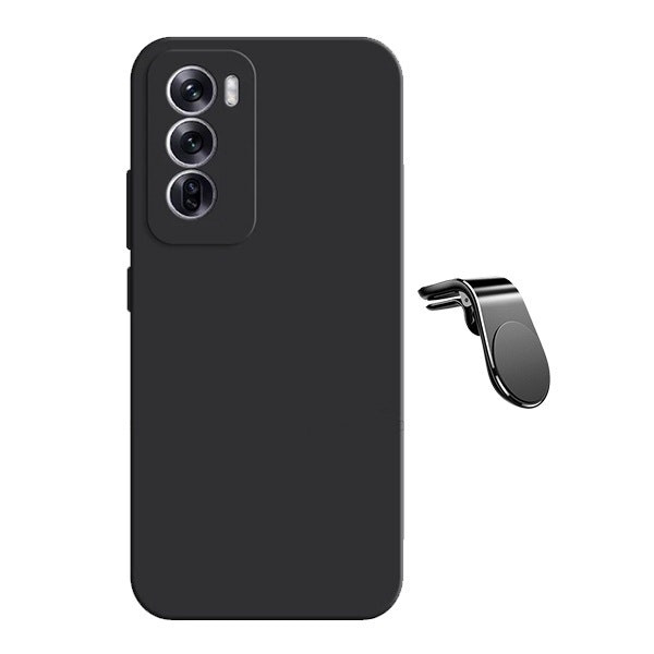 Soporte magnético para coche y funda de silicona líquida para Reno12 - Negro