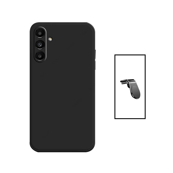 Magnetic Car Mount Kit and Liquid Silicone Case for Samsung Galaxy A14 - Black