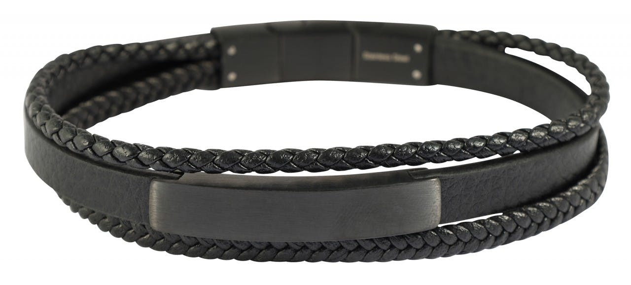 Akzent® Pulseira "Romeo" em Pele Sintética e Aço Inoxidável - 21cm - 0383