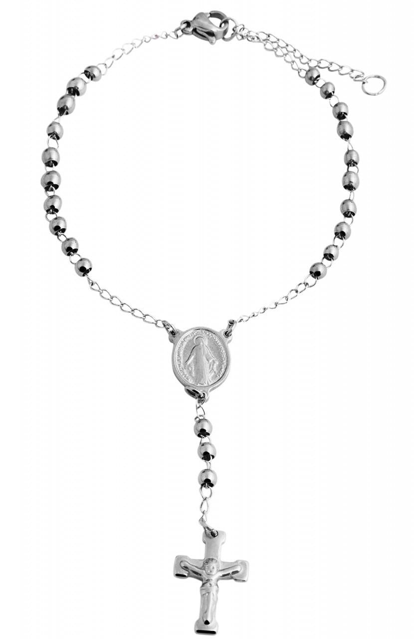 Akzent® Pulseira Terço em Aço Inoxidável