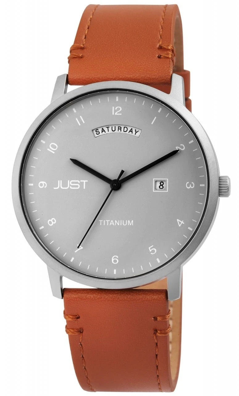 Relógio Just® Homem em Titânio com Bracelete em Pele Genuína - JU20191-001