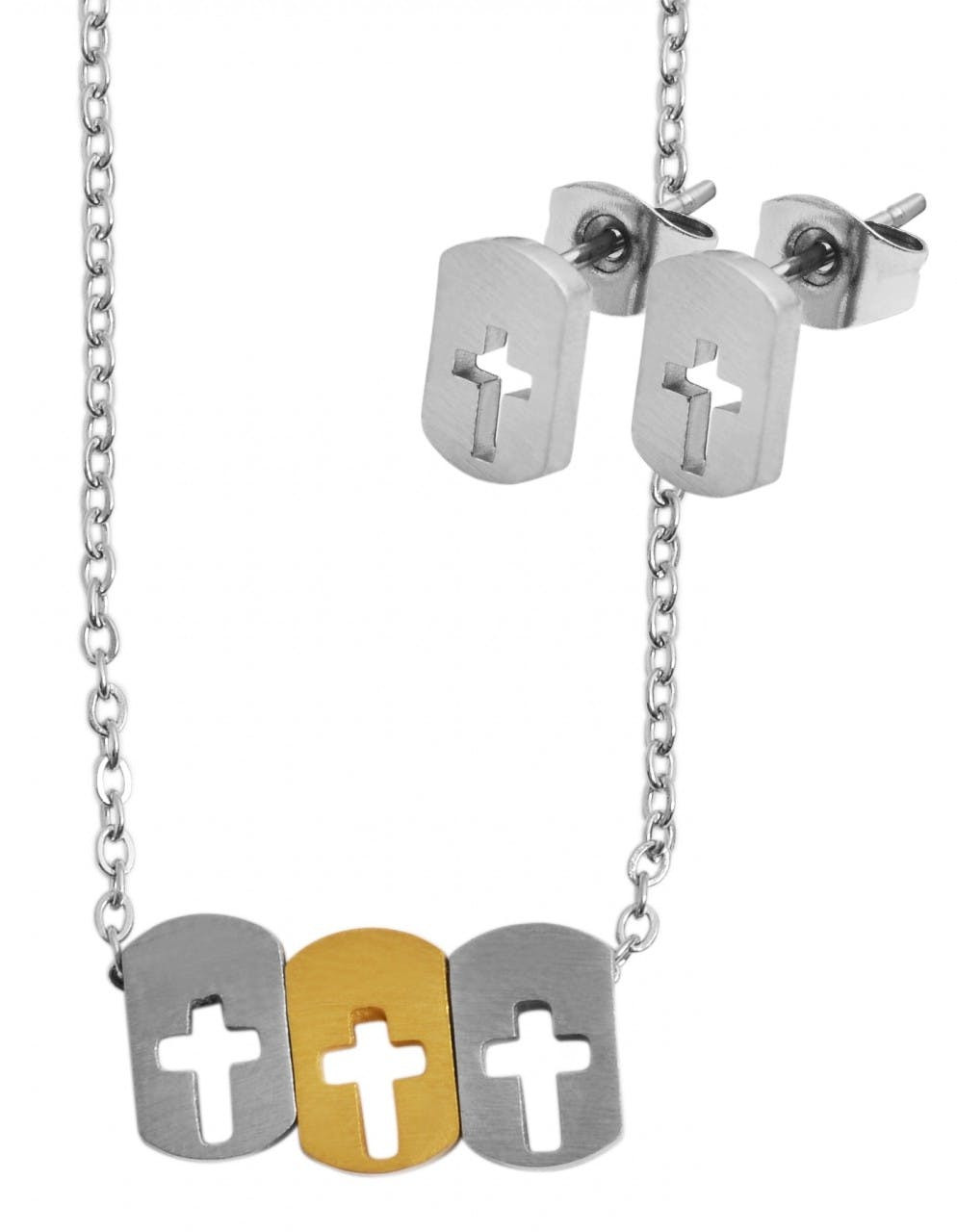 Akzent® Conjunto Colar + Brincos Cruz