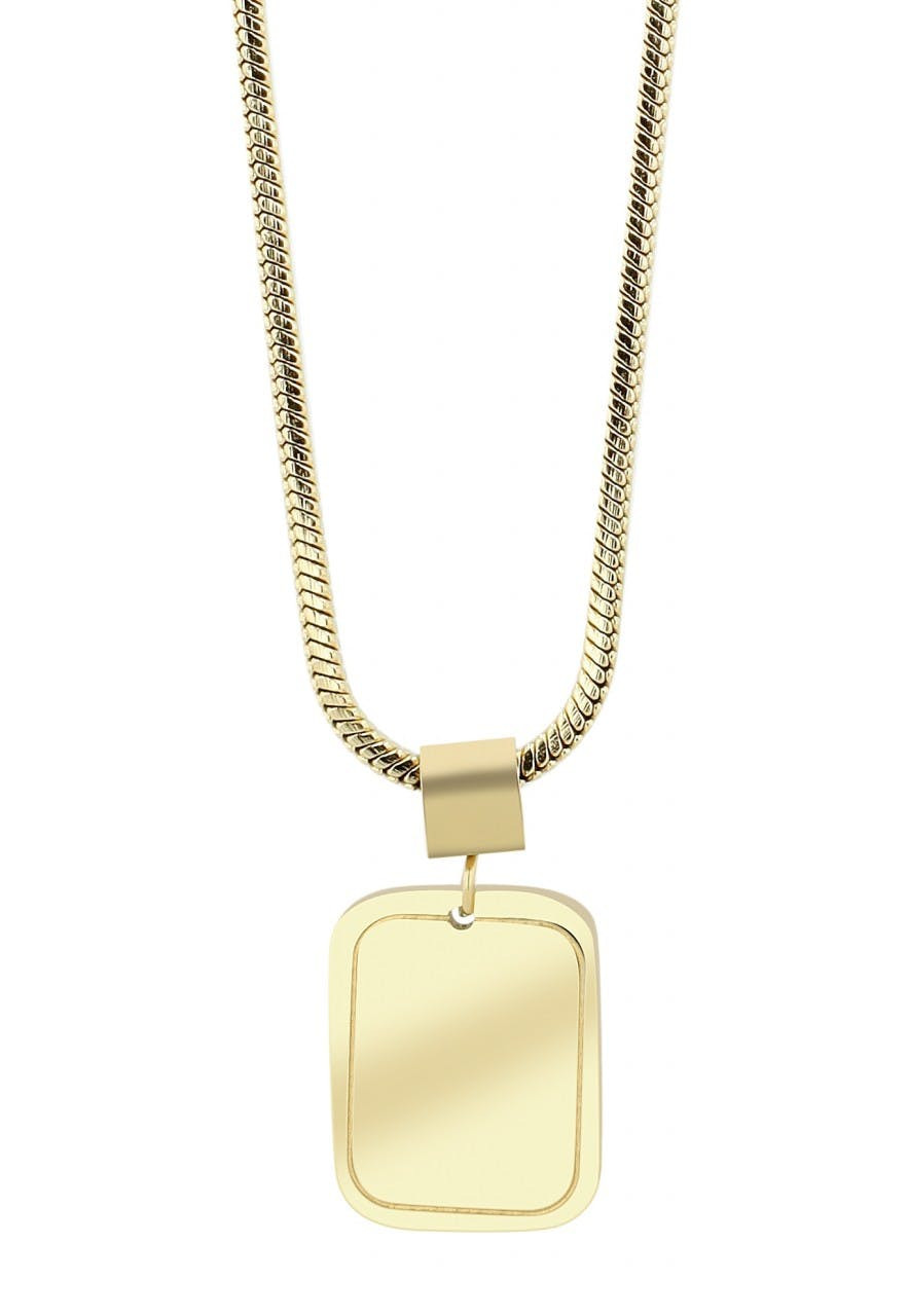Akzent® Colar com Pingente Gravável Dourado em Aço Inoxidável - 0448