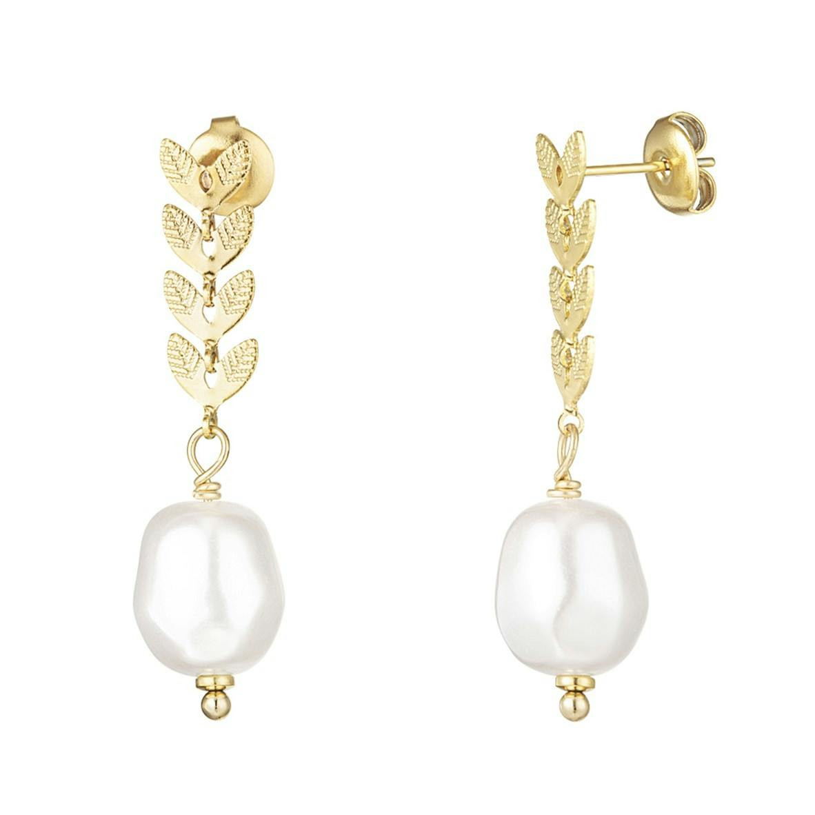 MonBijoux by Ophélia® Brincos Dourados com Pedra KST0159