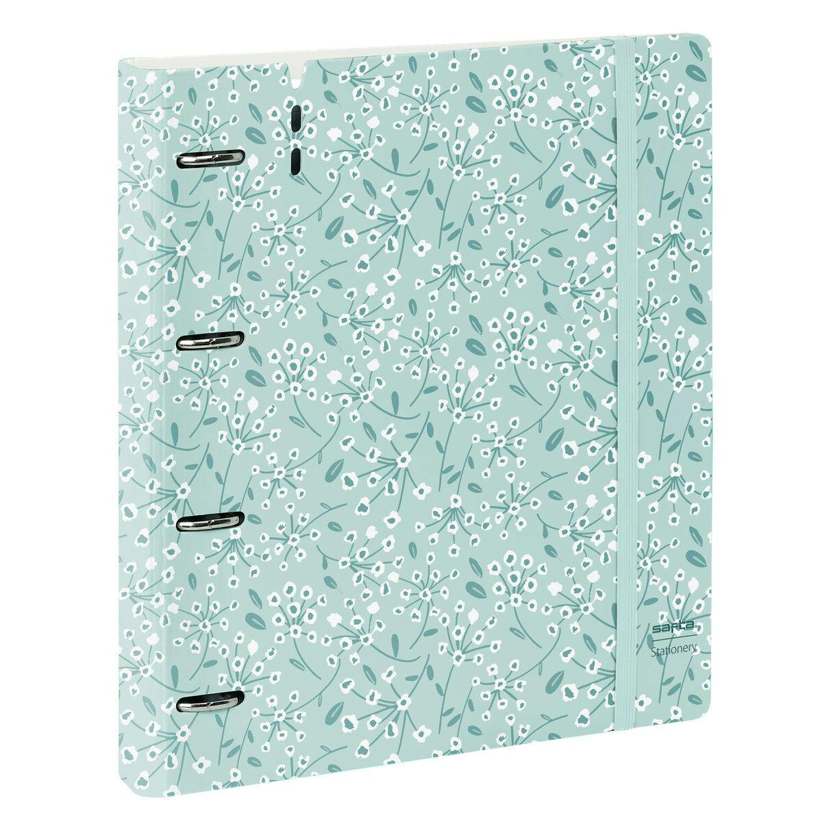 Pasta com argolas Light blue flowers 4 anilhas