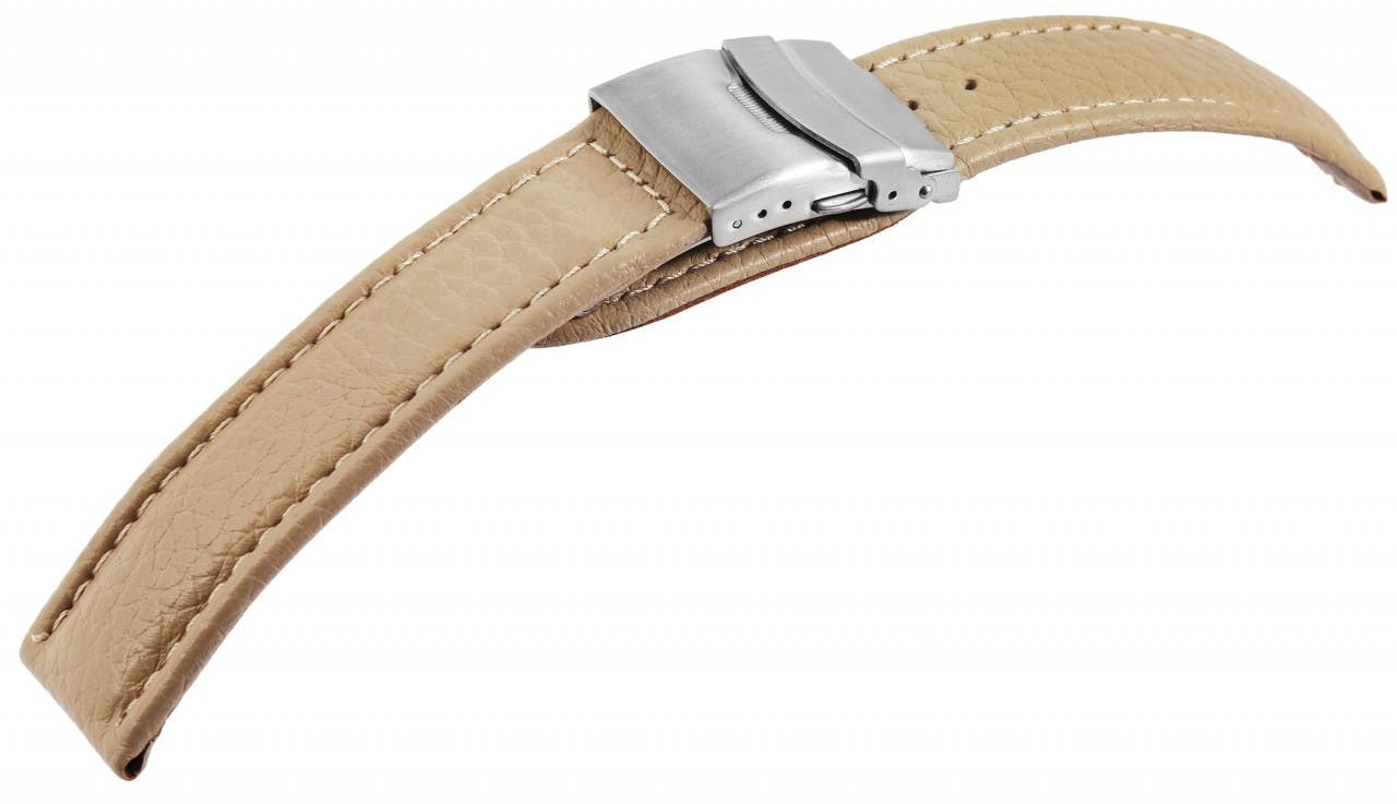 Bracelete para Relógio em Pele Genuína Bege 24 mm - 8000385-240