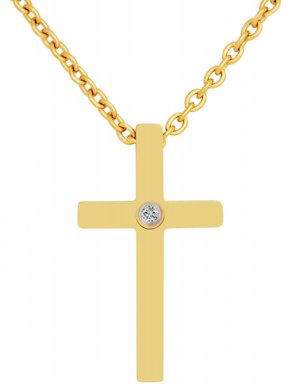 Akzent® Colar Cruz Dourado com Pedras Similite em Aço Inoxidável