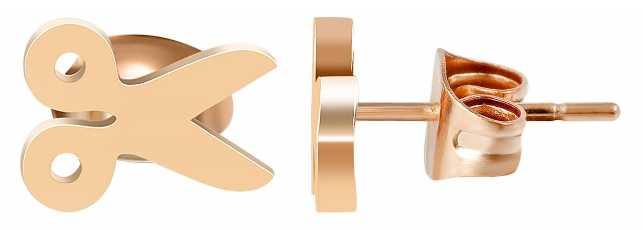 Akzent® Brincos Tesoura Rose Gold em Aço Inoxidável