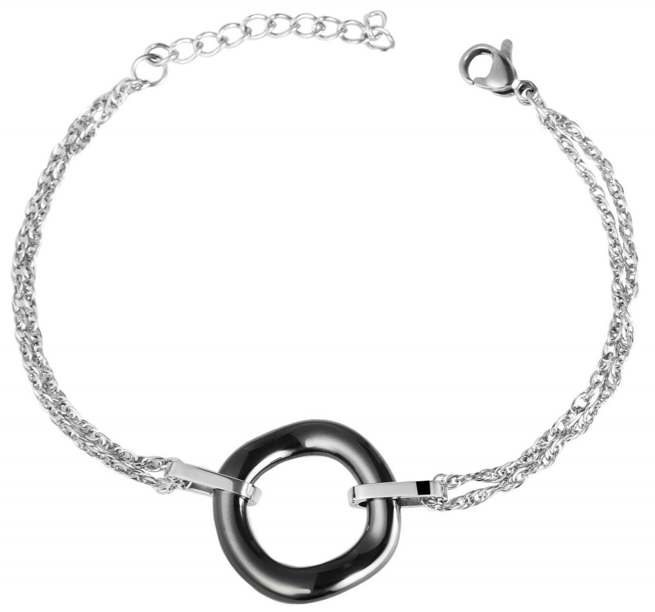 Akzent® Pulseira Prateada em Aço Inoxidável e Cerâmica - 0007 - 5030007-002