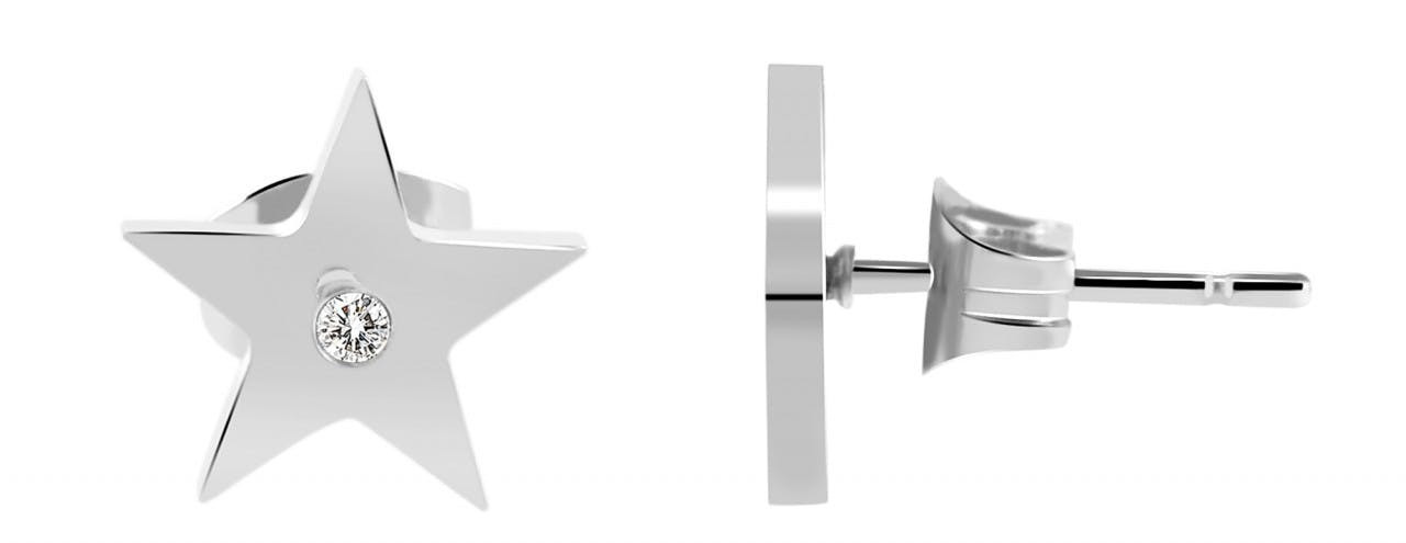 Akzent® Brincos Estrela Prateados em Aço Inoxidável - 0112