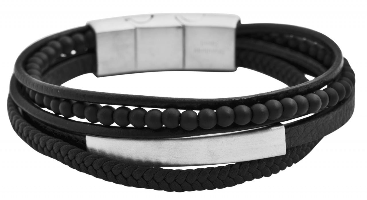 Akzent® Pulseira em Pele Sintética e Aço Inoxidável 0219