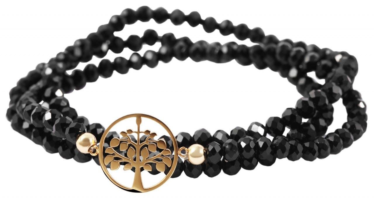 Akzent® Pulseira Árvore da Vida Preta e Dourada em Aço Inoxidável - 0513