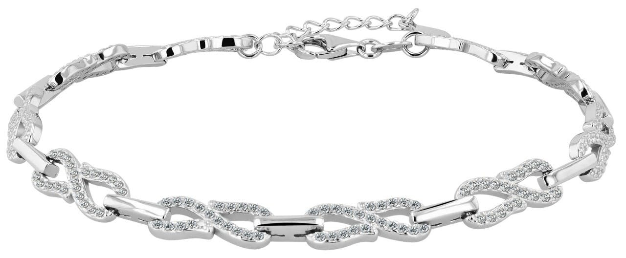 Pulseira Infinito em Prata de Lei 925 Banhado a Ródio 18+3 cm