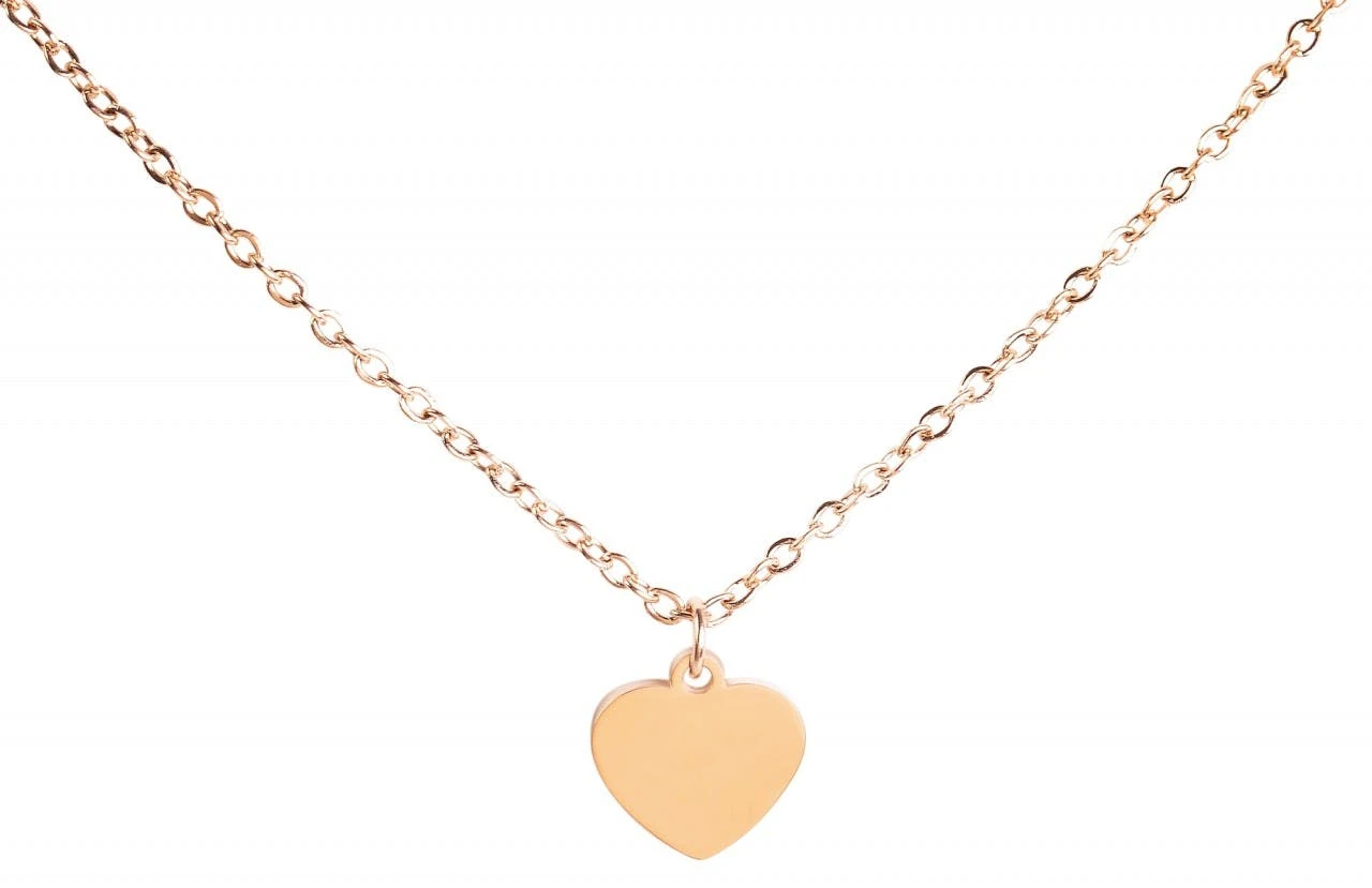 Akzent® Colar Coração Rosa Dourado em Aço Inoxidável - 0349