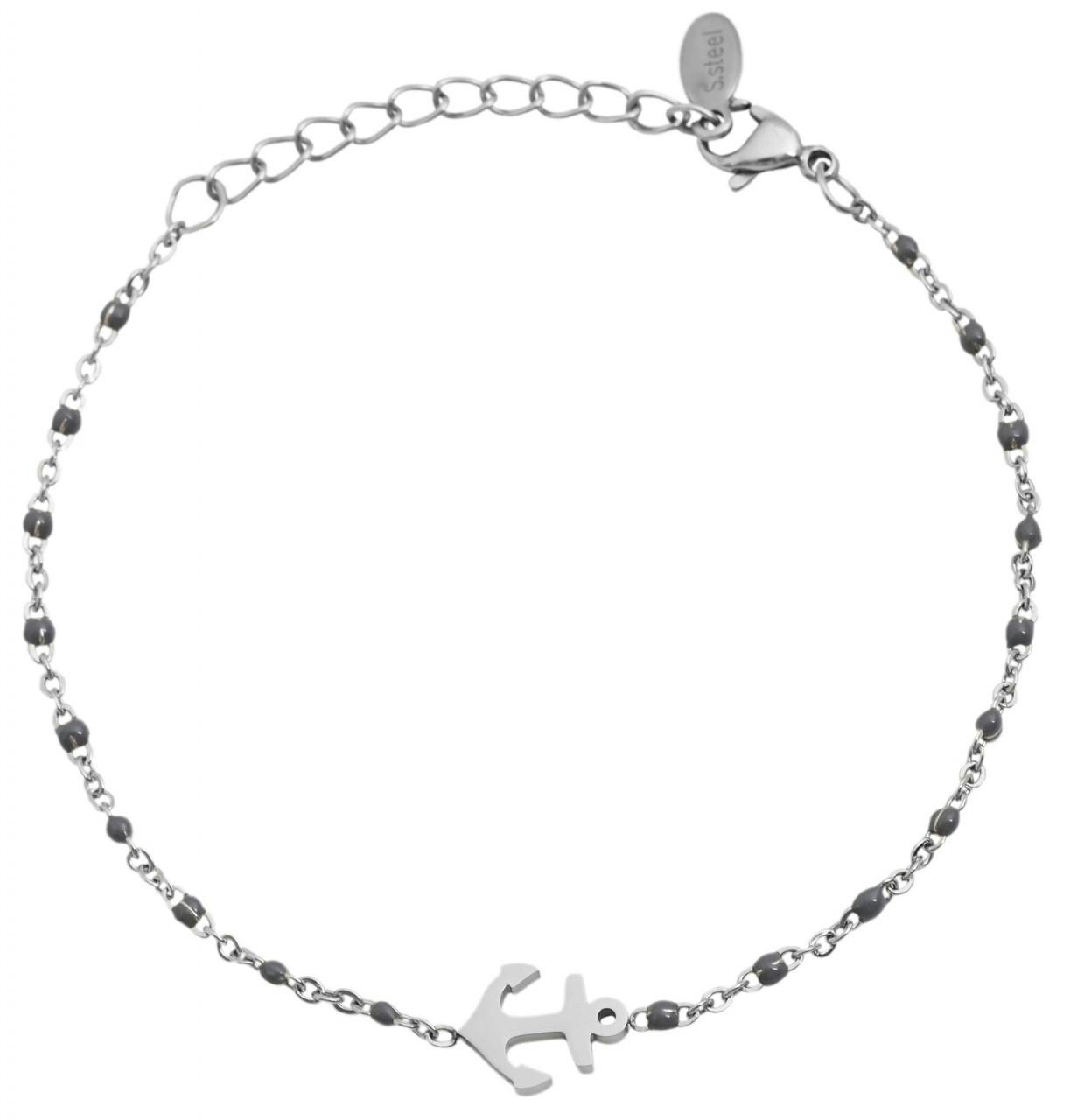 Akzent® Pulseira Âncora Prateada em Aço Inoxidável - 0439