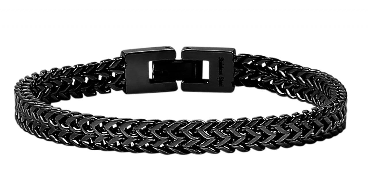 Akzent® Pulseira Meio-Fio Preta em Aço Inoxidável