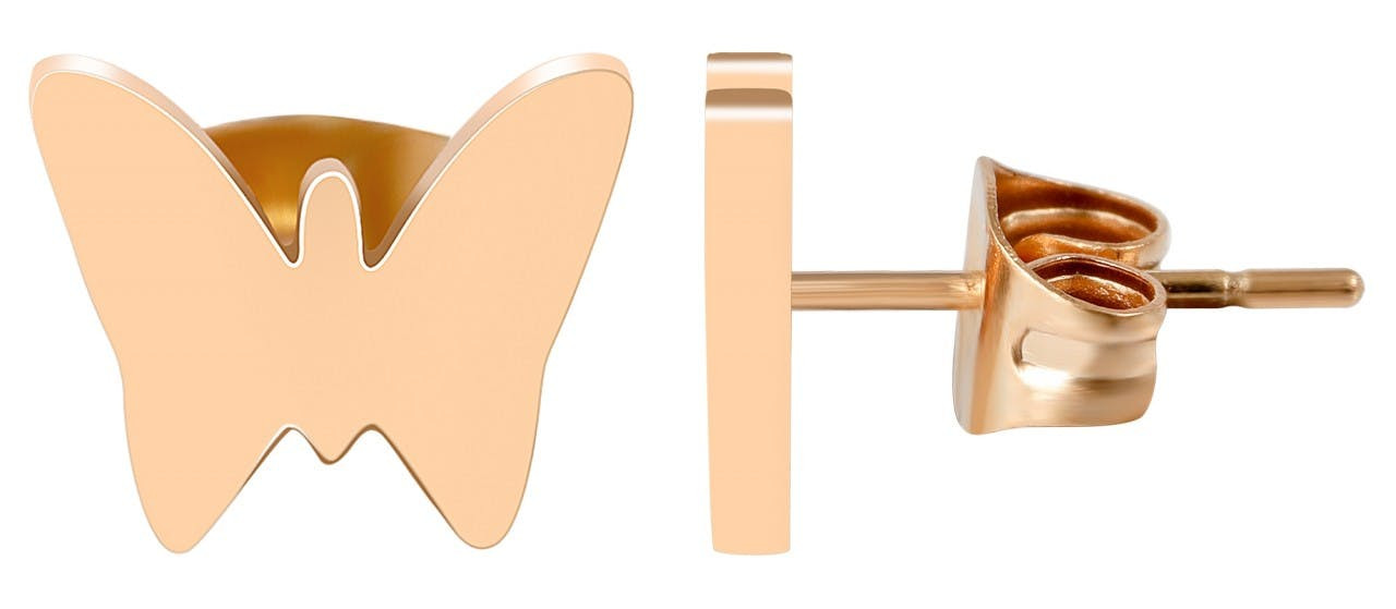 Akzent® Brincos Borboleta Rose Gold em Aço Inoxidável