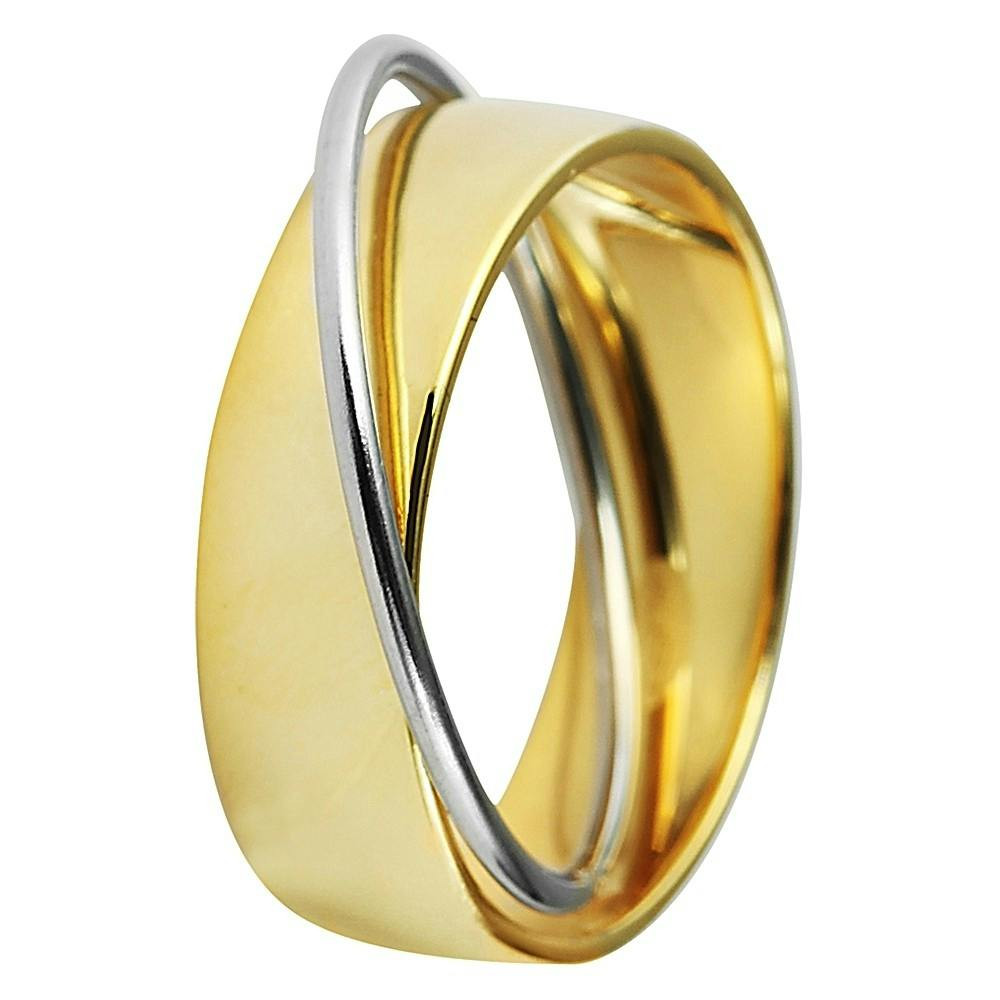 Just® Anel Dourado em Aço Inoxidável - Tam.50