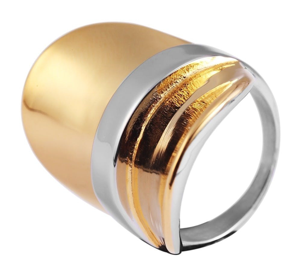Akzent® Anel Feminino Bicolor em Aço Inoxidável - Tam.60 - 0247