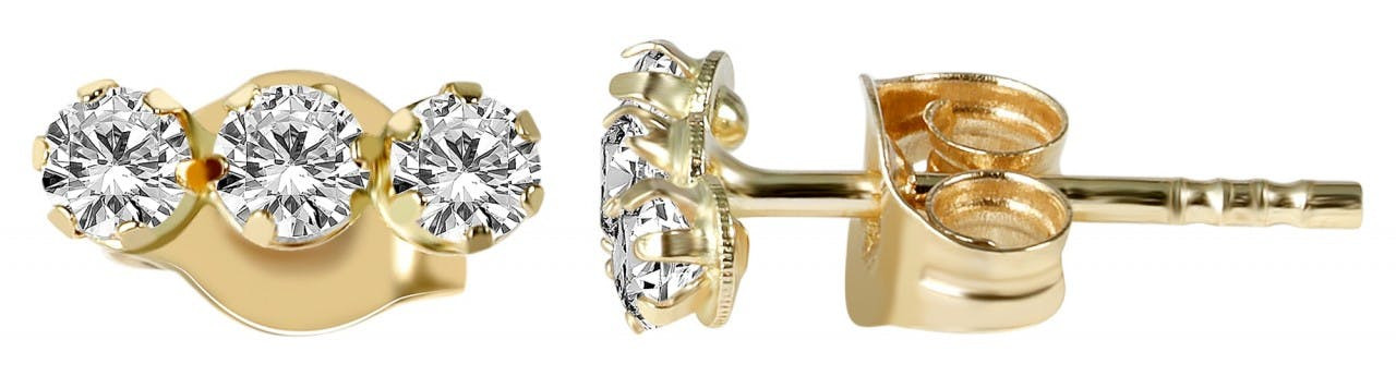 Joalharia Ouro 8k – Brincos em Ouro com Zircônias - 5500126-001