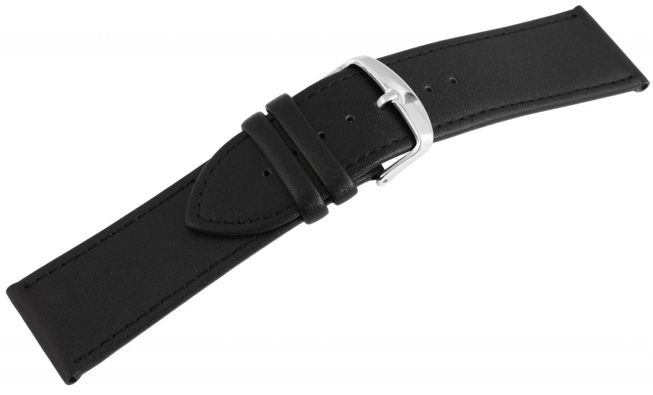 Mestre Artesão® Bracelete de Relógio Preta em Couro Genuíno - 24mm - 0009