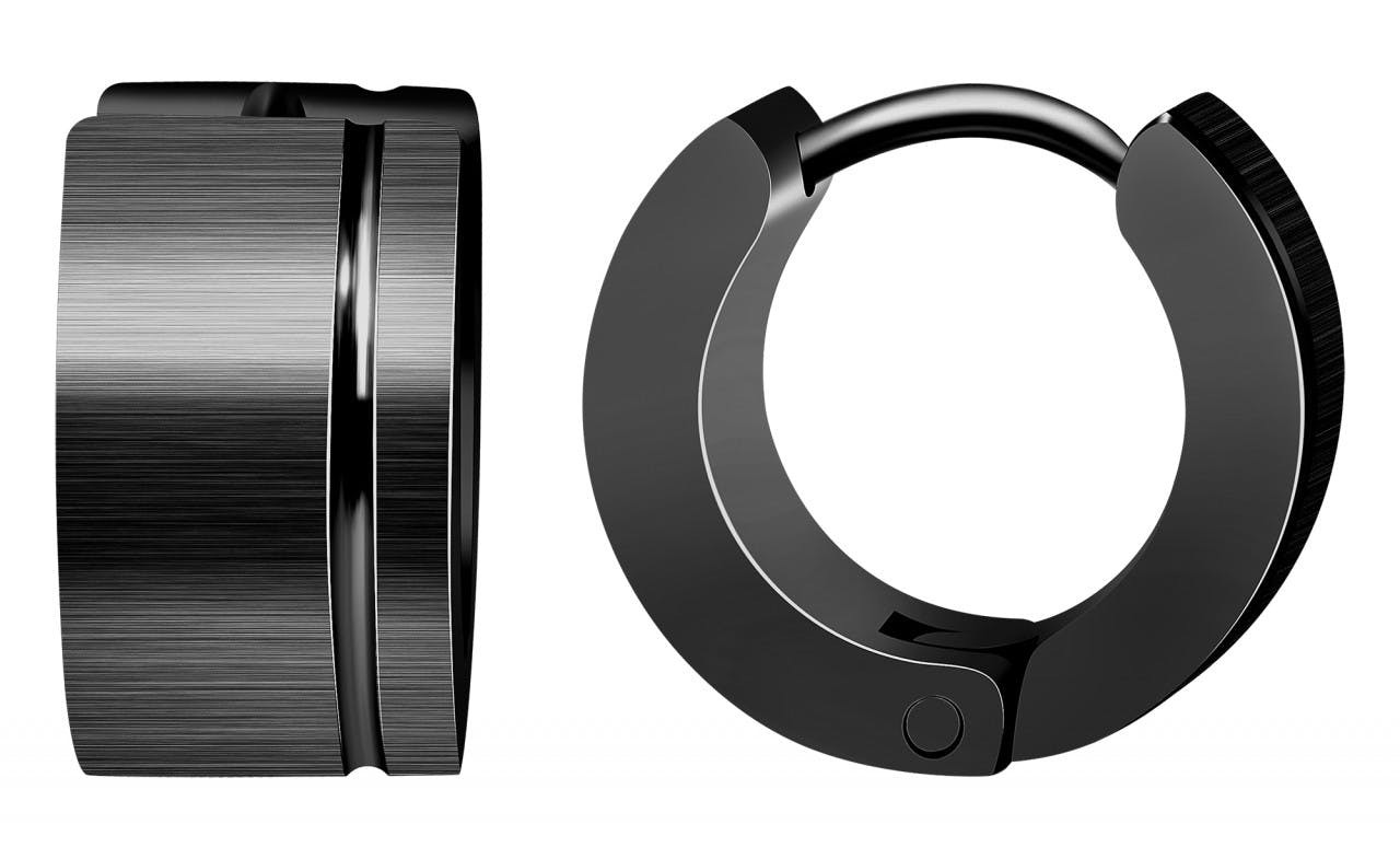 Akzent® Brincos de Argola Pretos em Aço Inoxidável - 0042