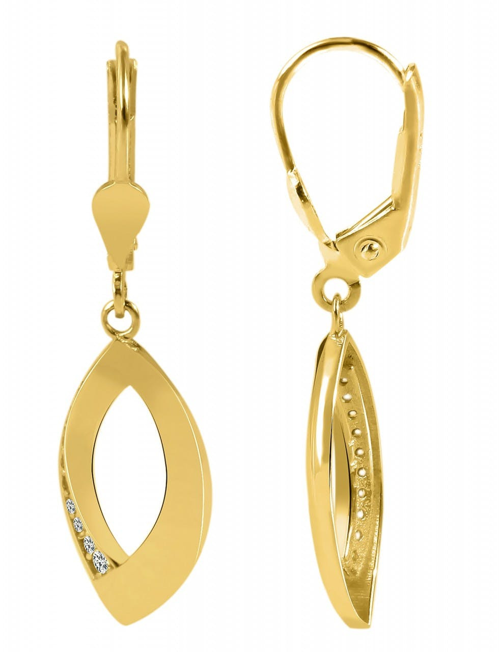 Joalharia Ouro 8k – Brincos de Argola em Ouro com Zircónias "Nelia" - 5500035-002