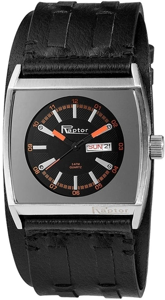 Relógio analógico casual caixa metálica bracelete em pele genuína - RA20078-002
