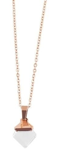 Akzent® Colar com Pingente Branco em Aço Inoxidável - 45 cm