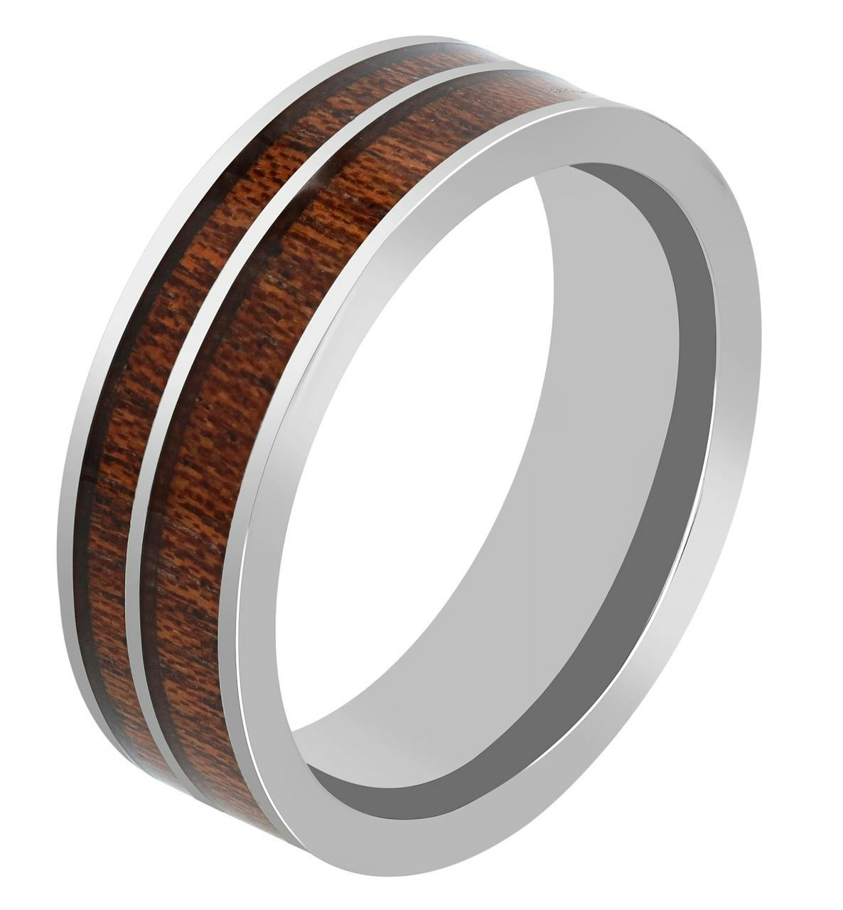 Akzent®Anel Masculino em Tungstênio e Madeira - Tam.68 - 0097