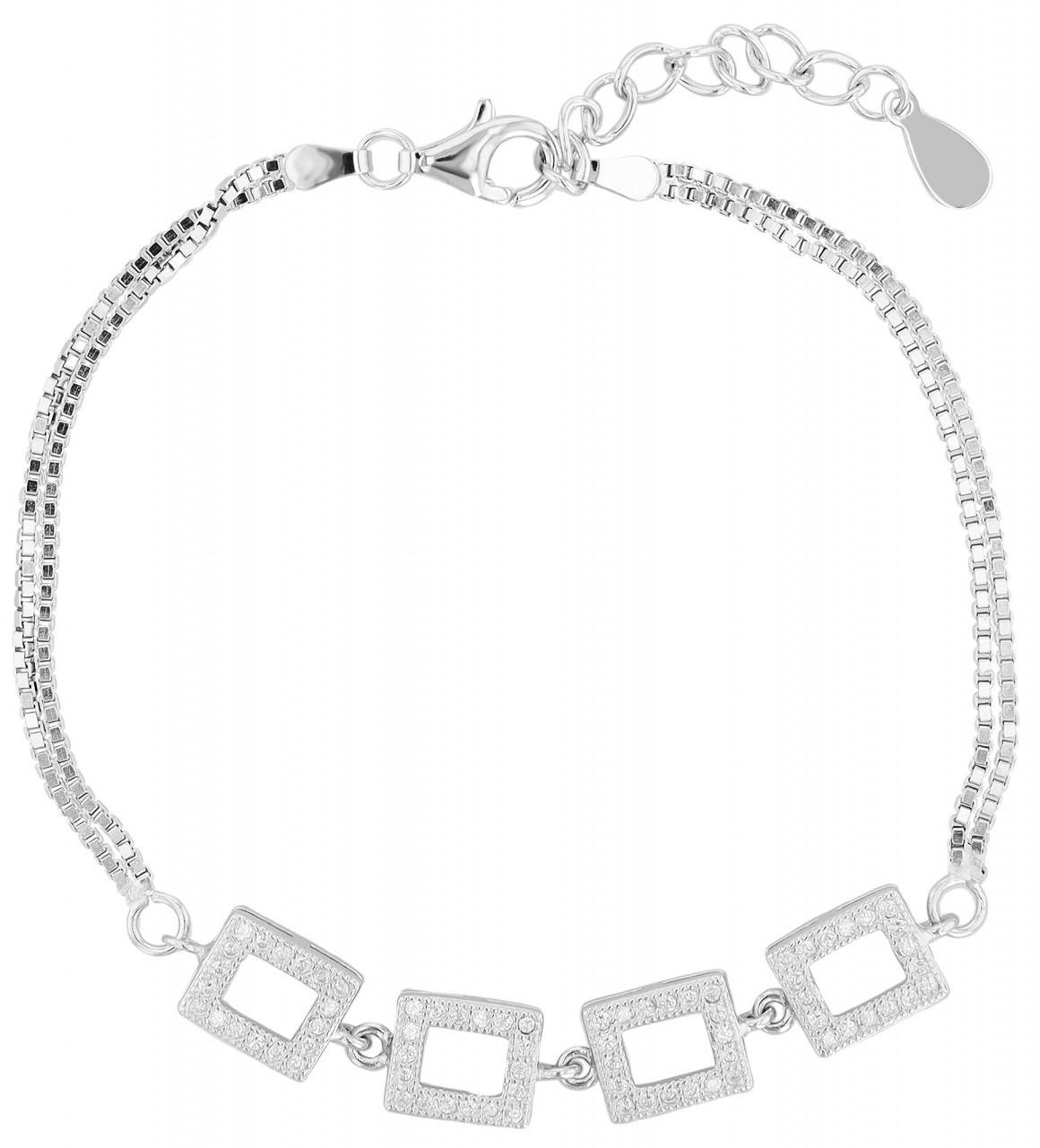 Pulseira "Adina" em Prata de Lei 925 com Zircônias Banhado a Ródio 17+3 cm