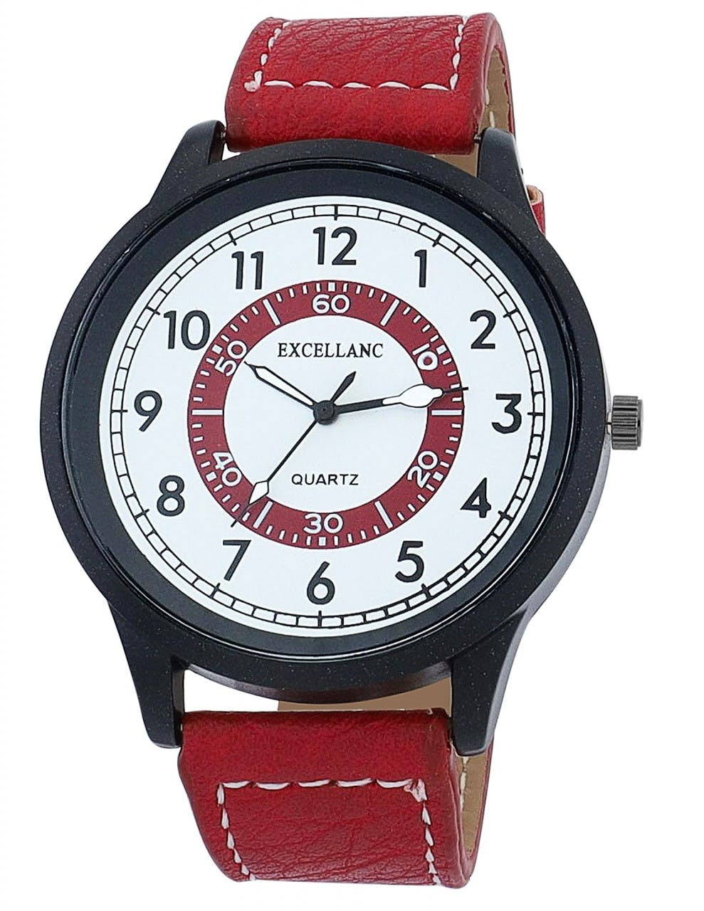 Relógio quartz com bracelete em pele sintética e vidro mineral - 2900244-004
