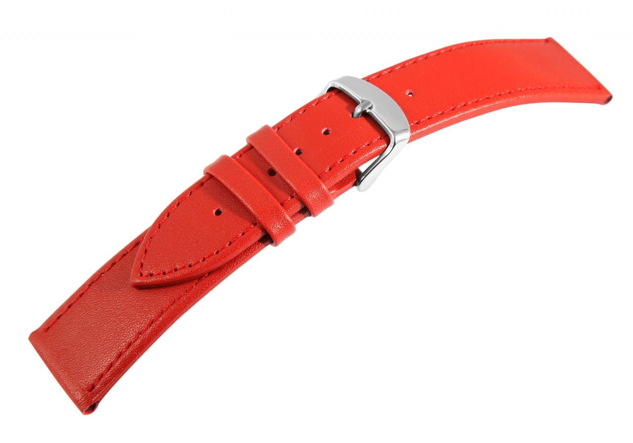 Mestre Artesão® Bracelete de Relógio Vermelha em Couro Genuíno - 20mm - 0549