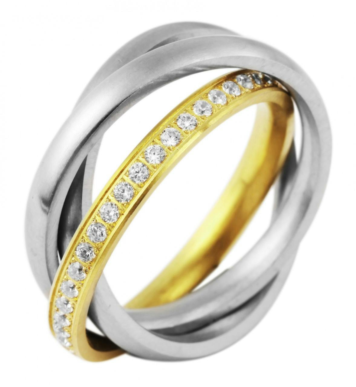 Akzent® Anel Feminino Bicolor em Aço Inoxidável - Tam.58 - 0367