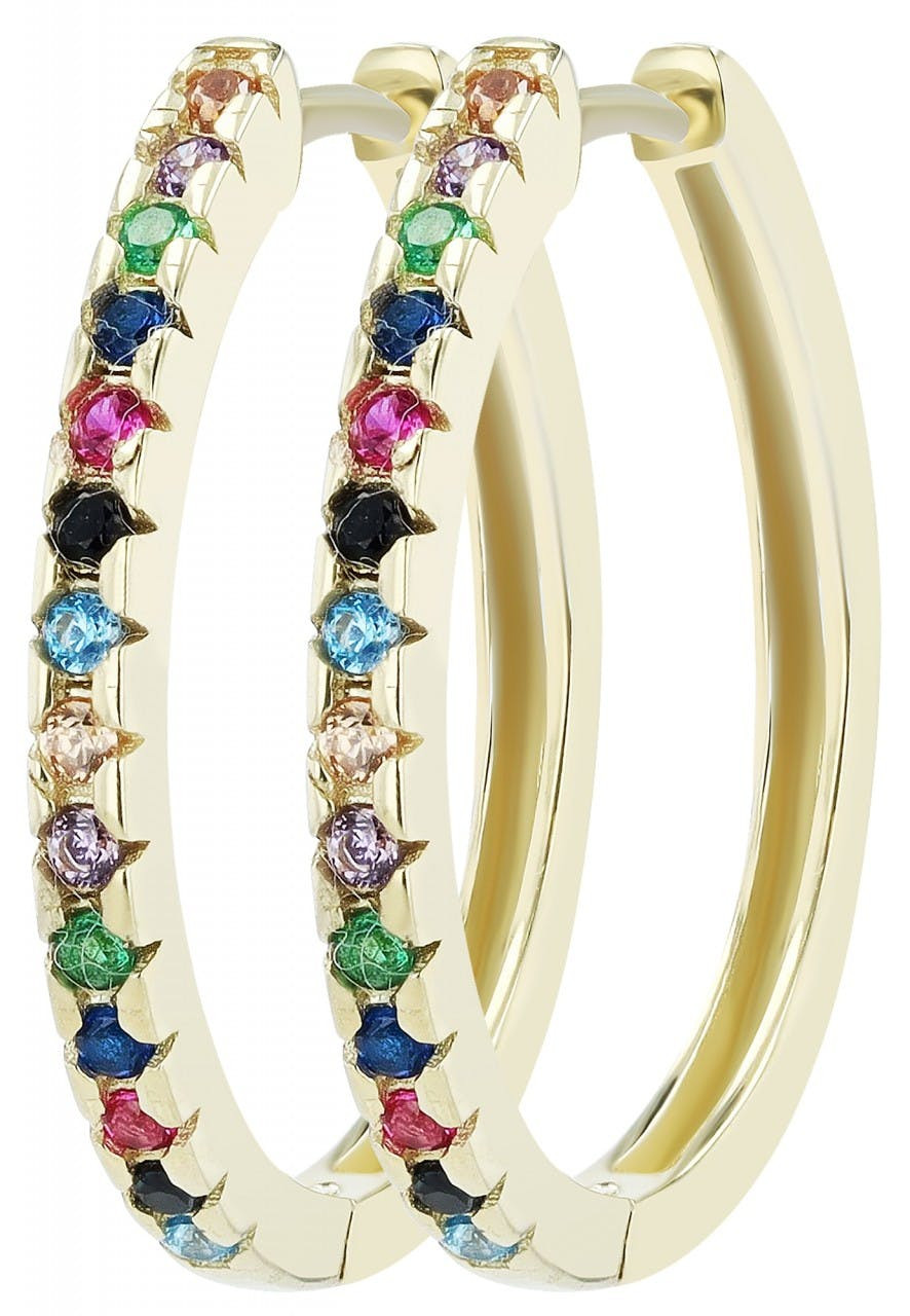 Joalharia Ouro 8k – Brincos de Argola em Ouro com Zircónias "Iva"